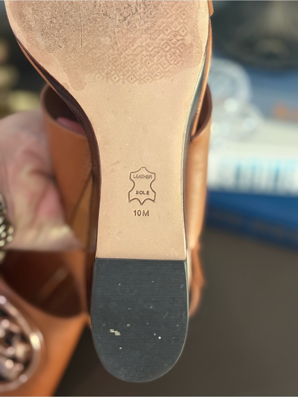 Tory Burch Miller Gold Logo 65mm Leather Wedge Sandals Tan Brown Women’s 10M - Picture 11 of 11